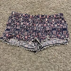Trendy Patterned Shorts with Tassel Trim